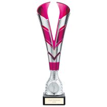 Ranger Premium Silver & Pink Trophy Cup | Marble Base | 300mm | E1408D