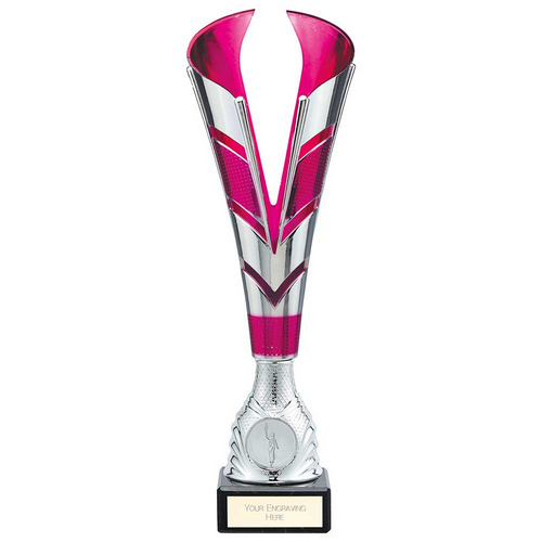 Ranger Premium Silver & Pink Trophy Cup | Marble Base | 300mm | E1408D