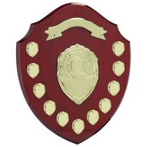 Mountbatten Annual Presentation Shield | Rosewood & Gold | 11yr Dates | 355mm |