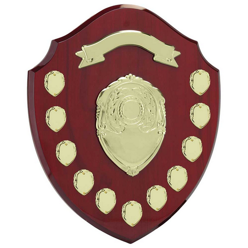 Mountbatten Annual Presentation Shield | Rosewood & Gold | 11yr Dates | 355mm |