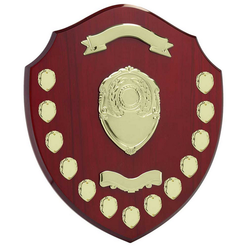 Mountbatten Annual Presentation Shield | Rosewood & Gold | 13yr Dates | 405mm |