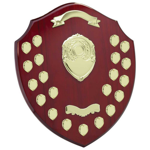Mountbatten Annual Presentation Shield | Rosewood & Gold | 21yr Dates | 455mm |