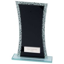 Eternal Engraved Glass Trophy | Black & Cracked Silver | 185mm | G24