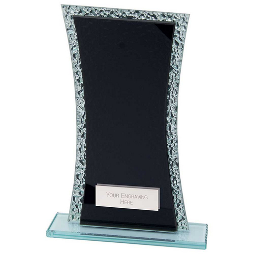 Eternal Engraved Glass Trophy | Black & Cracked Silver | 185mm | G24