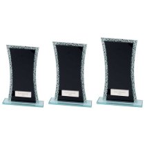 Eternal Engraved Glass Trophy | Black & Cracked Silver | 185mm | G24