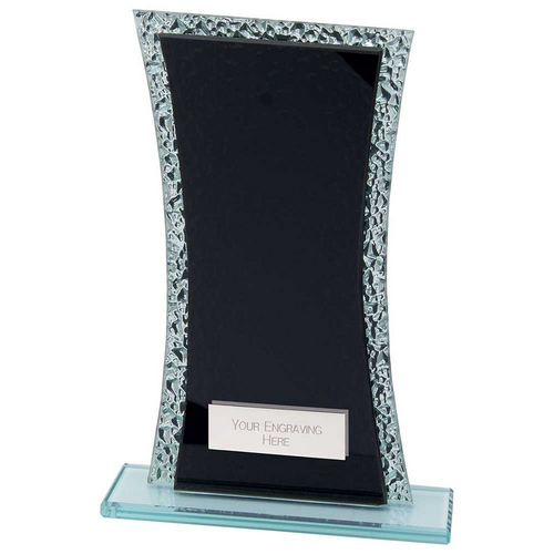 Eternal Engraved Glass Trophy | Black & Cracked Silver | 205mm | E1408F