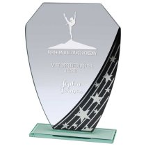 Starlight Hex Jade Engraved Glass Trophy | Black | 185mm | G7