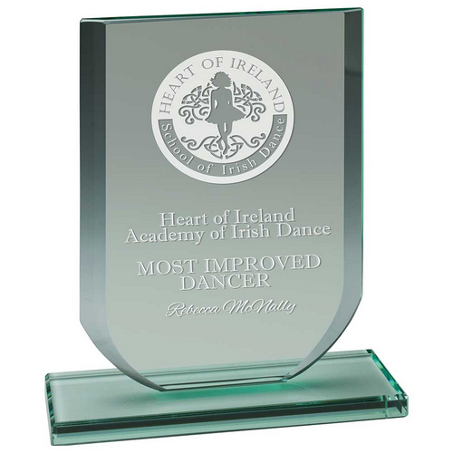 Zenith Jade Engraved Glass Trophy | 170mm | G25