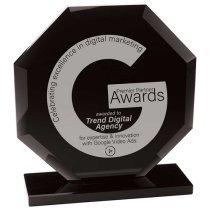 Octave Engraved Glass Trophy | Jet Black | 150mm | G7