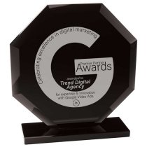 Octave Engraved Glass Trophy | Jet Black | 170mm | G7