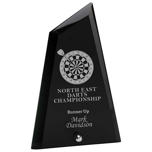 Altitude Engraved Glass Trophy | Jet Black | 180mm | G9