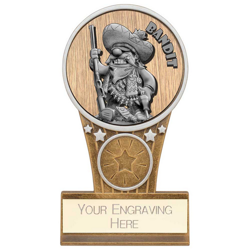 Ikon Goof Balls Bandit Golf Trophy | Antique Silver & Gold | 125mm | G9