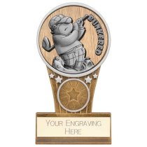 Ikon Goof Balls Bunkered Golf Trophy | Antique Silver & Gold | 125mm | G9