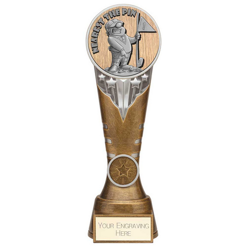 Ikon Goof Balls Nearest The Pin Golf Trophy | Antique Silver & Gold | 225mm | G24