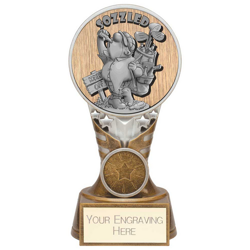 Ikon Goof Balls Sozzled Golf Trophy | Antique Silver & Gold | 150mm | G24
