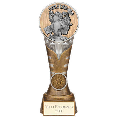 Ikon Goof Balls Sozzled Golf Trophy | Antique Silver & Gold | 200mm | G24