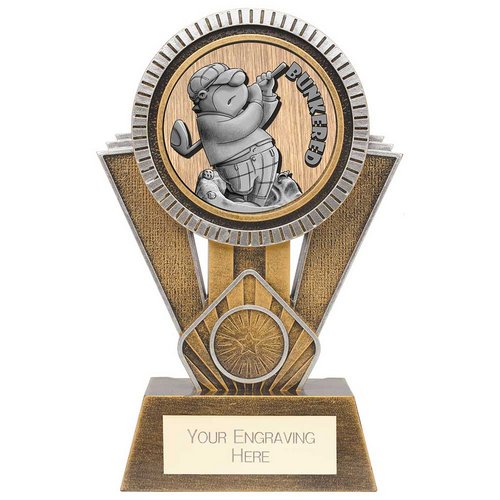 Apex Goof Balls Bunkered Golf Trophy | Antique Gold & Silver | 180mm | G25