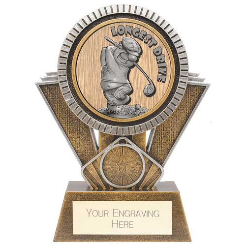 Apex Goof Balls Longest Drive Golf Trophy | Antique Gold & Silver | 155mm | G25
