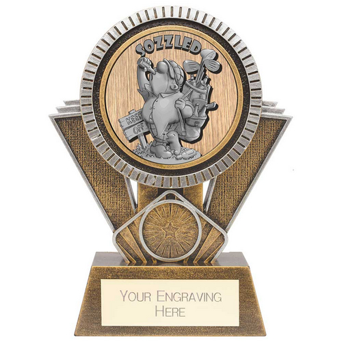 Apex Goof Balls Sozzled Golf Trophy | Antique Gold & Silver | 155mm | G25