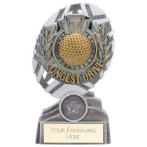 The Stars Longest Drive Golf Plaque Trophy | Silver & Gold | 150mm | G9