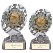 The Stars Longest Drive Golf Plaque Trophy | Silver & Gold | 150mm | G9