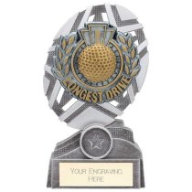 The Stars Longest Drive Golf Plaque Trophy | Silver & Gold | 170mm | G25