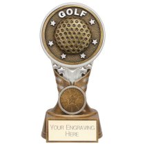 Ikon Tower Golf Trophy | Antique Silver & Gold | 150mm | G24