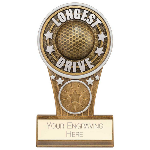 Ikon Tower Longest Drive Golf Trophy | Antique Silver & Gold | 125mm | G9