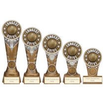 Ikon Tower Longest Drive Golf Trophy | Antique Silver & Gold | 125mm | G9