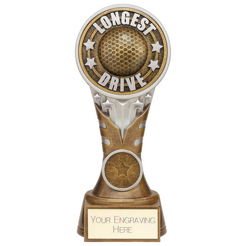 Ikon Tower Longest Drive Golf Trophy | Antique Silver & Gold | 175mm | G24