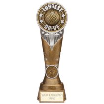 Ikon Tower Longest Drive Golf Trophy | Antique Silver & Gold | 225mm | G24