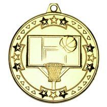 Basketball Tri Star Medal | Gold | 50mm