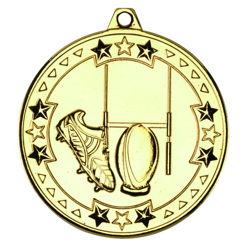 Rugby Tri Star Medal | Gold | 50mm