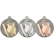 Cricket Two Colour Medal | Matt Silver & Bronze | 50mm