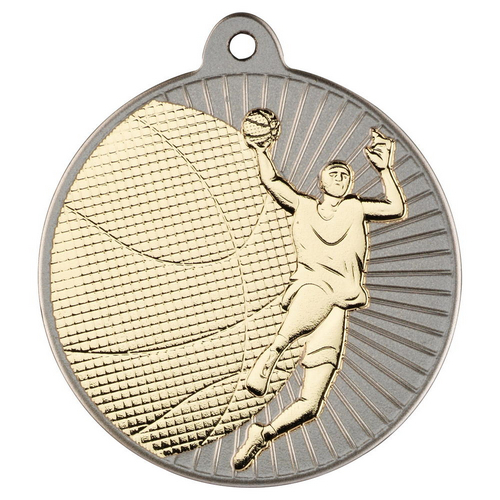 Basketball Two Colour Medal | Matt Silver & Gold | 50mm
