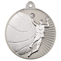 Basketball Two Colour Medal | Matt Silver & Silver | 50mm