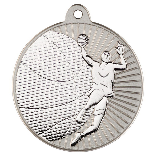 Basketball Two Colour Medal | Matt Silver & Silver | 50mm