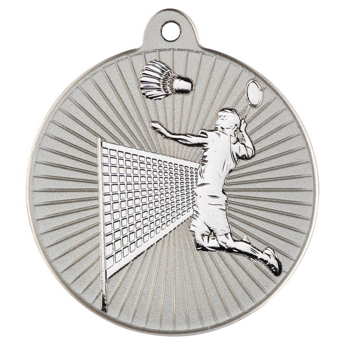 Badminton Two Colour Medal | Matt Silver & Silver | 50mm