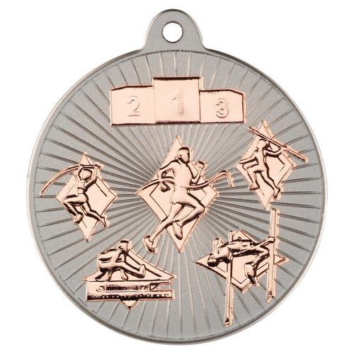 Multi Athletics Two Colour Medal | - Matt Silver & Bronze 2In | 50mm