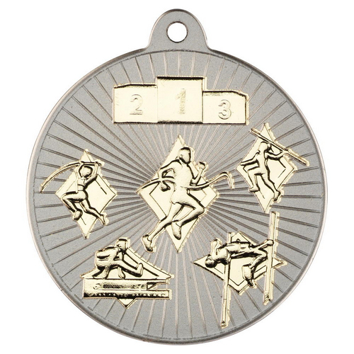 Multi Athletics Two Colour Medal | - Matt Silver & Gold 2In | 50mm