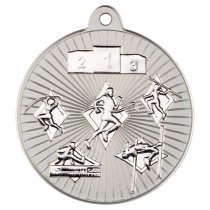 Multi Athletics Two Colour Medal | - Matt Silver & Silver 2In | 50mm