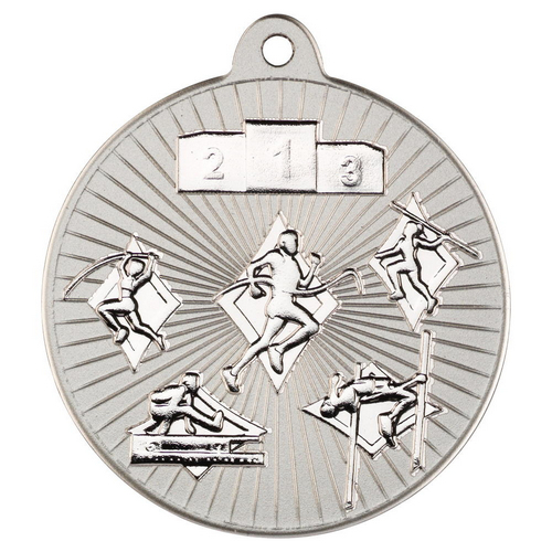 Multi Athletics Two Colour Medal | - Matt Silver & Silver 2In | 50mm