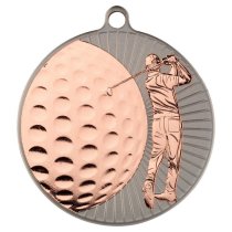 Golf Two Colour Medal | Matt Silver & Bronze - 2.75In | 70mm