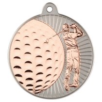 Golf Two Colour Medal | Matt Silver & Bronze | 50mm