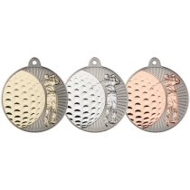 Golf Two Colour Medal | Matt Silver & Bronze | 50mm
