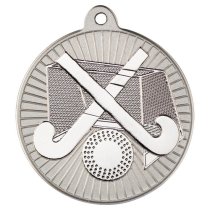 Hockey Two Colour Medal | Matt Silver & Silver | 50mm