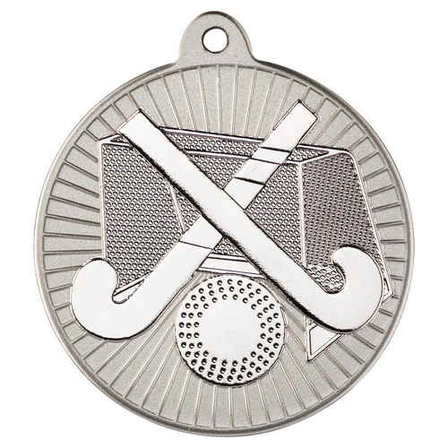Hockey Two Colour Medal | Matt Silver & Silver | 50mm