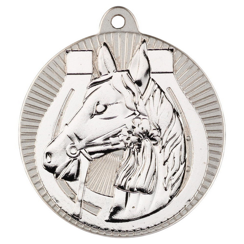 Horse Two Colour Medal | Matt Silver & Silver | 50mm