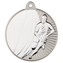 Rugby Two Colour Medal | Matt Silver & Silver | 50mm