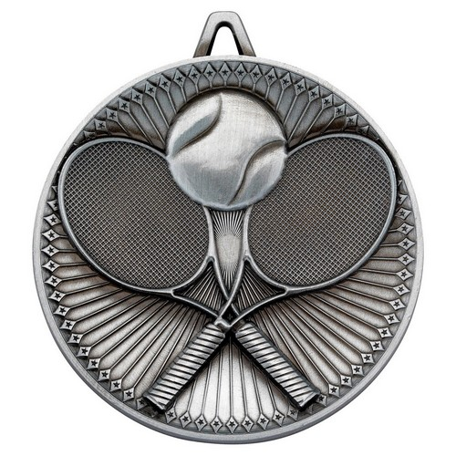 Tennis Deluxe Medal | Antique Silver | 60mm
